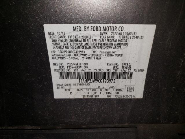 Photo 9 VIN: 1FAHP2JW9CG123973 - FORD TAURUS LIM 