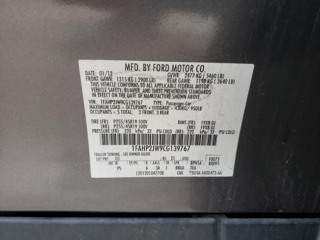 Photo 9 VIN: 1FAHP2JW9CG139767 - FORD TAURUS LIM 