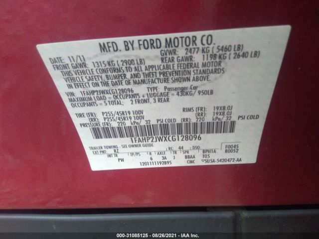 Photo 8 VIN: 1FAHP2JWXCG128096 - FORD TAURUS 