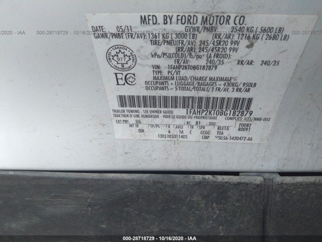 Photo 8 VIN: 1FAHP2KT0BG182879 - FORD TAURUS 