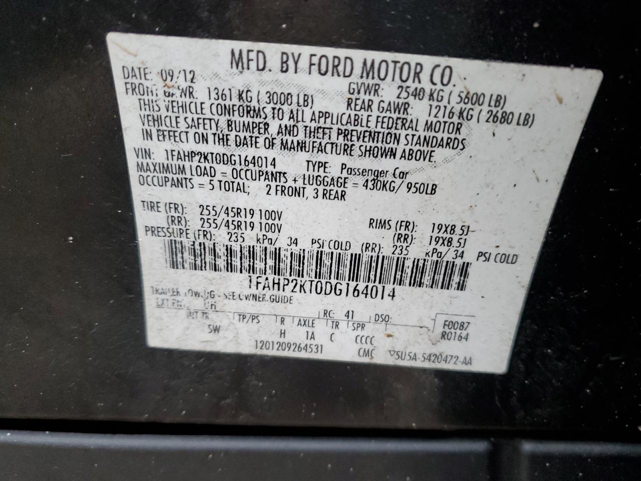 Photo 11 VIN: 1FAHP2KT0DG164014 - FORD TAURUS 