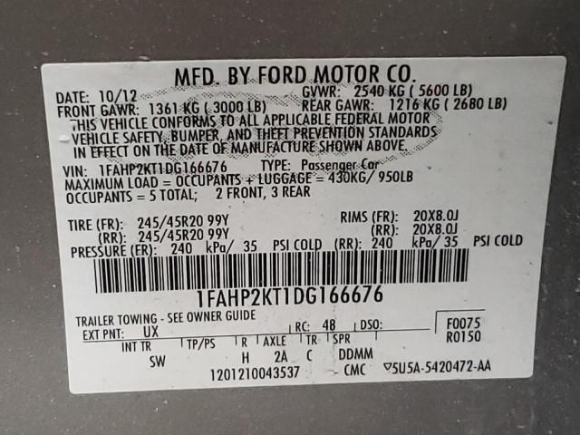 Photo 9 VIN: 1FAHP2KT1DG166676 - FORD TAURUS SHO 