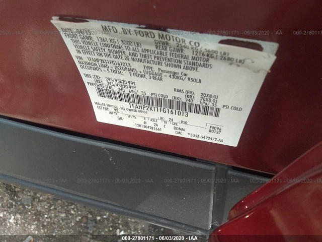 Photo 8 VIN: 1FAHP2KT1FG161013 - FORD TAURUS 