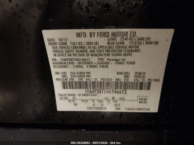 Photo 8 VIN: 1FAHP2KT1HG146613 - FORD TAURUS 