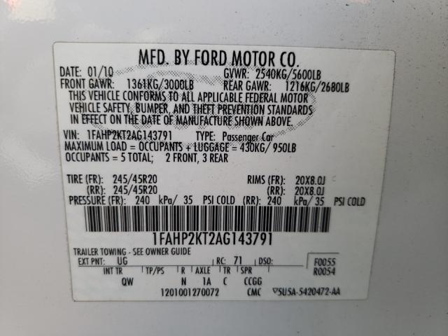 Photo 9 VIN: 1FAHP2KT2AG143791 - FORD TAURUS SHO 