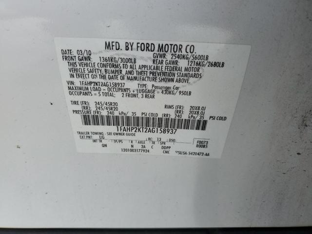 Photo 9 VIN: 1FAHP2KT2AG158937 - FORD TAURUS SHO 