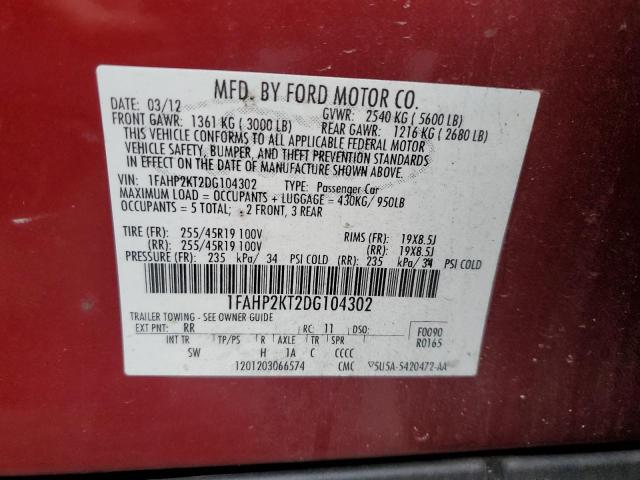 Photo 11 VIN: 1FAHP2KT2DG104302 - FORD TAURUS SHO 