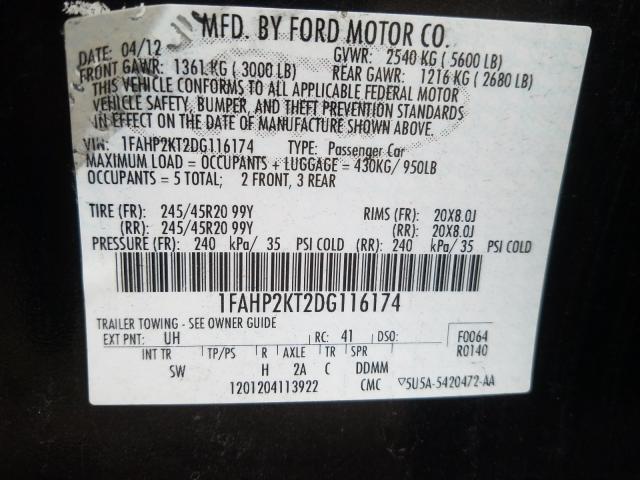 Photo 9 VIN: 1FAHP2KT2DG116174 - FORD TAURUS SHO 