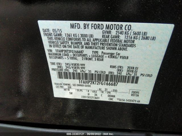 Photo 8 VIN: 1FAHP2KT2FG166687 - FORD TAURUS 