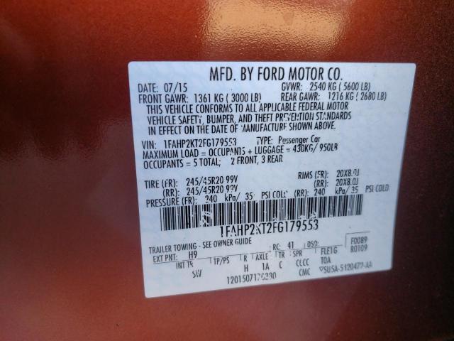 Photo 9 VIN: 1FAHP2KT2FG179553 - FORD TAURUS SHO 