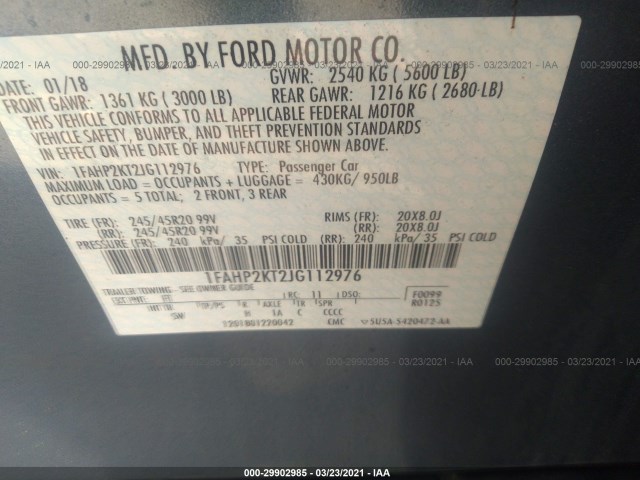 Photo 8 VIN: 1FAHP2KT2JG112976 - FORD TAURUS 