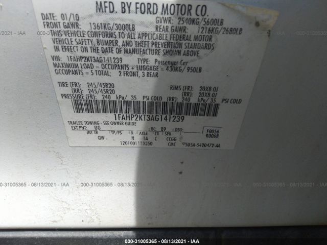 Photo 8 VIN: 1FAHP2KT3AG141239 - FORD TAURUS 