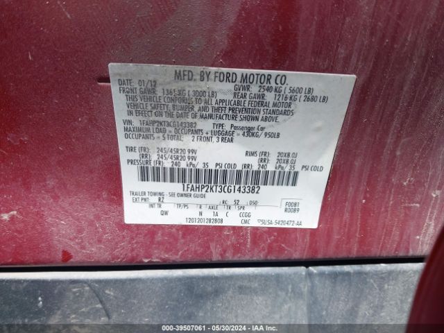 Photo 8 VIN: 1FAHP2KT3CG143382 - FORD TAURUS 