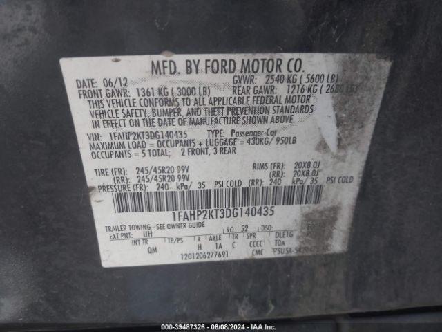 Photo 8 VIN: 1FAHP2KT3DG140435 - FORD TAURUS 