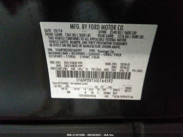 Photo 8 VIN: 1FAHP2KT5EG164592 - FORD TAURUS 