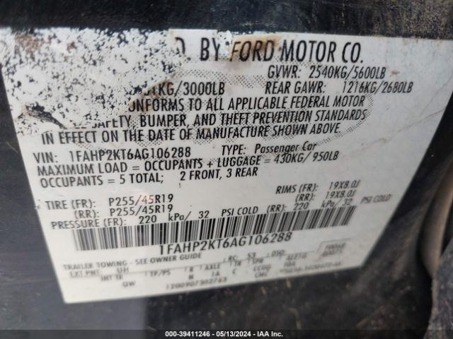 Photo 8 VIN: 1FAHP2KT6AG106288 - FORD TAURUS 