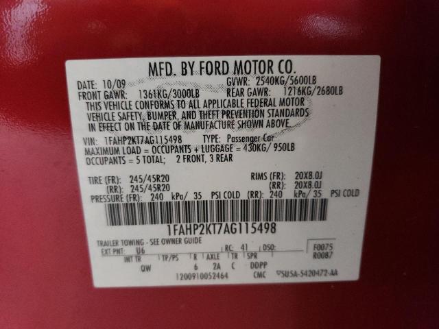 Photo 11 VIN: 1FAHP2KT7AG115498 - FORD TAURUS SHO 