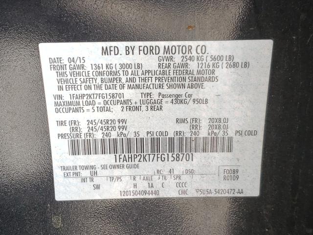 Photo 9 VIN: 1FAHP2KT7FG158701 - FORD TAURUS SHO 