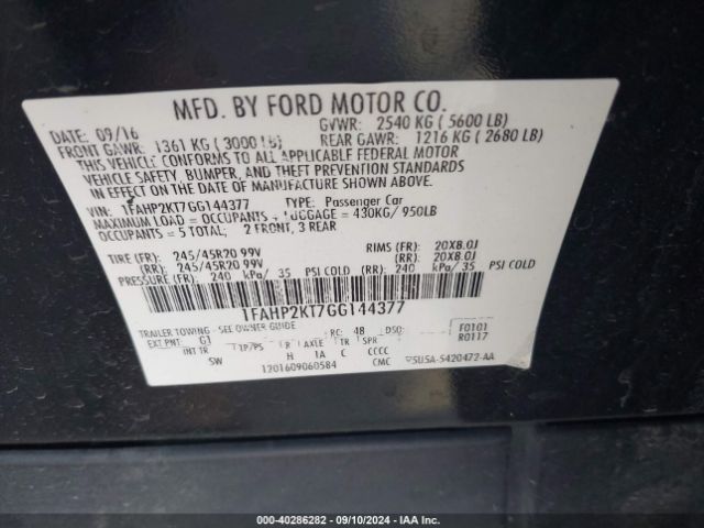 Photo 8 VIN: 1FAHP2KT7GG144377 - FORD TAURUS 