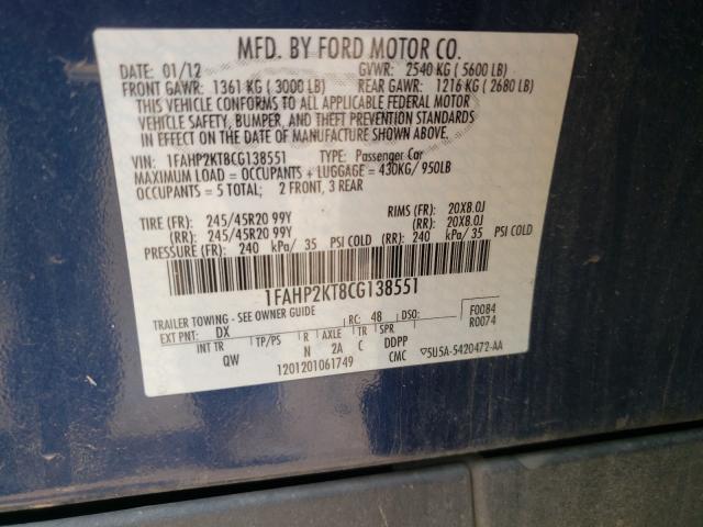 Photo 9 VIN: 1FAHP2KT8CG138551 - FORD TAURUS SHO 