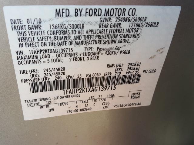 Photo 9 VIN: 1FAHP2KTXAG139715 - FORD TAURUS SHO 