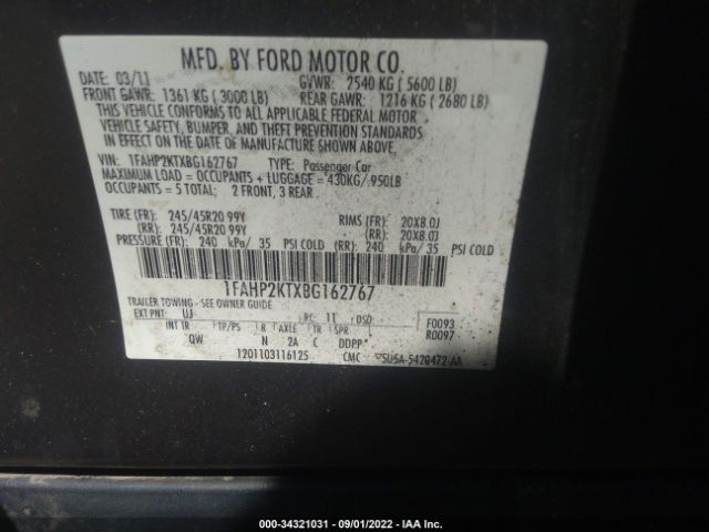 Photo 8 VIN: 1FAHP2KTXBG162767 - FORD TAURUS 