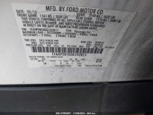 Photo 8 VIN: 1FAHP2KTXDG102815 - FORD TAURUS 