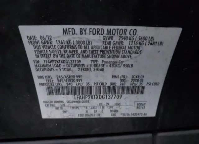 Photo 8 VIN: 1FAHP2KTXDG137709 - FORD TAURUS 