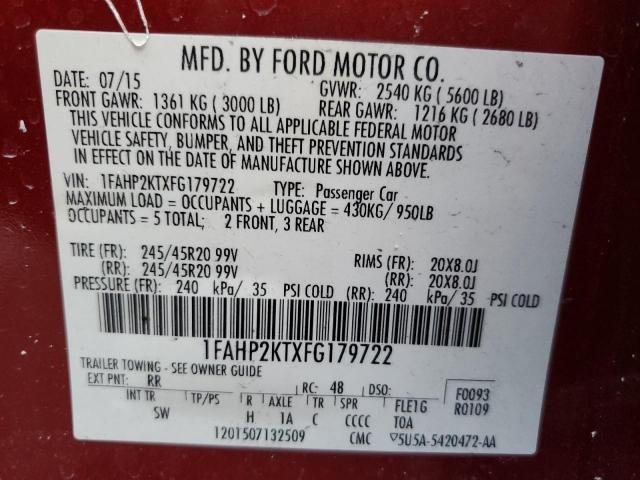 Photo 12 VIN: 1FAHP2KTXFG179722 - FORD TAURUS SHO 