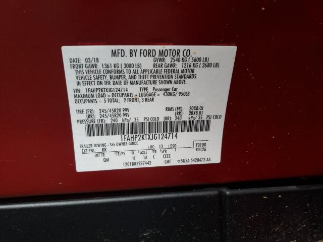 Photo 9 VIN: 1FAHP2KTXJG124714 - FORD TAURUS SHO 