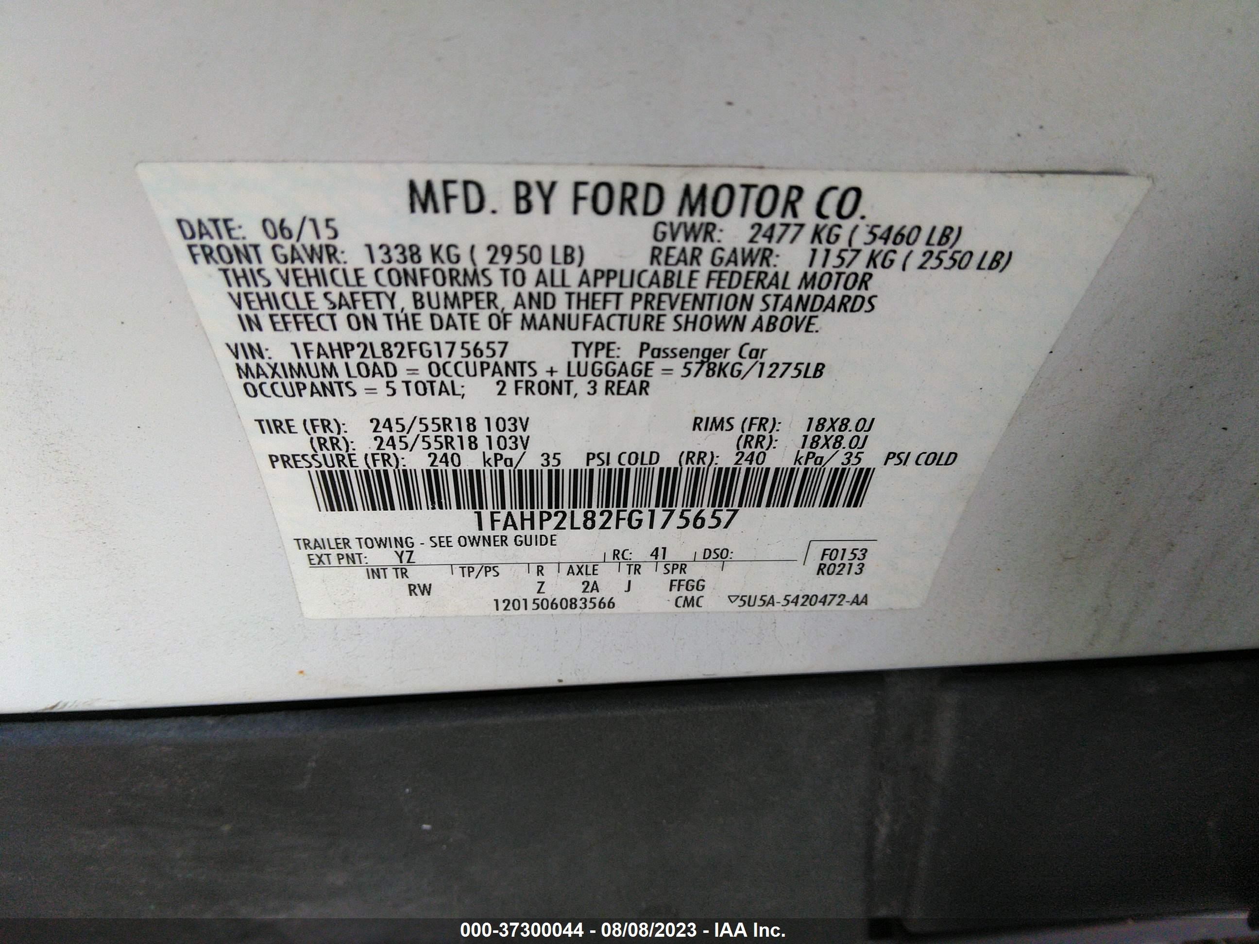 Photo 8 VIN: 1FAHP2L82FG175657 - FORD POLICE 