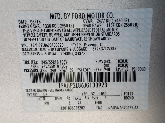 Photo 9 VIN: 1FAHP2L86JG133923 - FORD TAURUS POL 