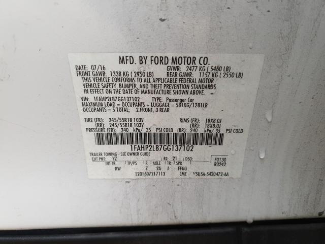 Photo 9 VIN: 1FAHP2L87GG137102 - FORD TAURUS POL 