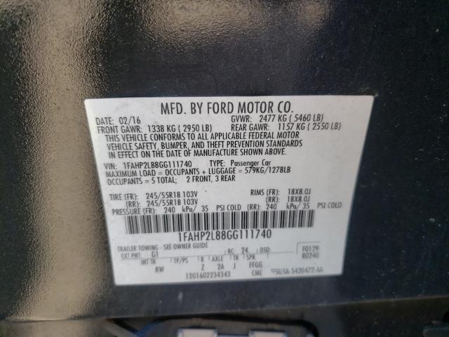 Photo 9 VIN: 1FAHP2L88GG111740 - FORD TAURUS POL 