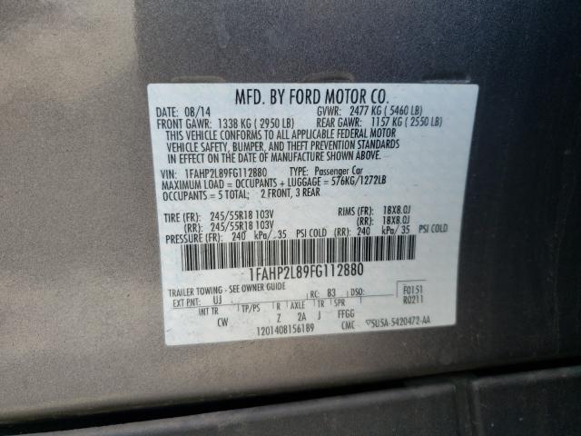 Photo 9 VIN: 1FAHP2L89FG112880 - FORD TAURUS POL 