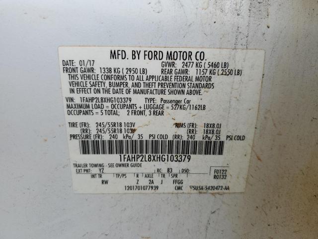 Photo 11 VIN: 1FAHP2L8XHG103379 - FORD TAURUS 