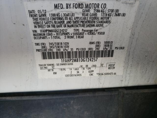 Photo 9 VIN: 1FAHP2M81DG124257 - FORD TAURUS POL 