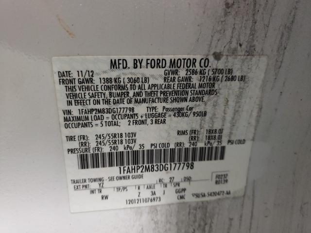 Photo 9 VIN: 1FAHP2M83DG177798 - FORD TAURUS POL 