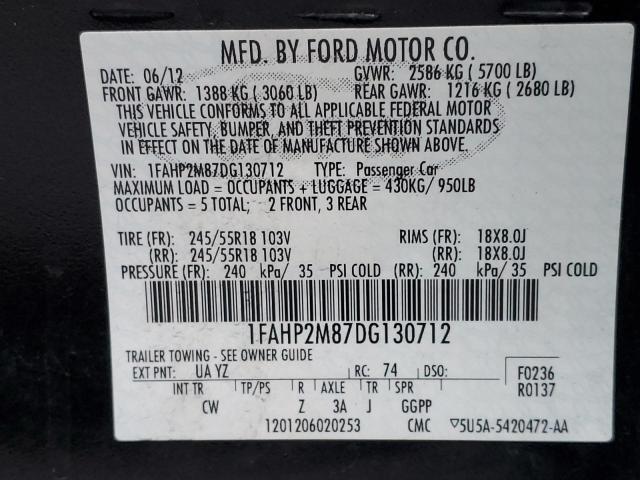 Photo 9 VIN: 1FAHP2M87DG130712 - FORD TAURUS POL 