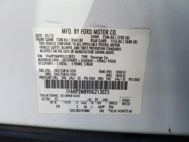 Photo 9 VIN: 1FAHP2M89DG213025 - FORD TAURUS POL 