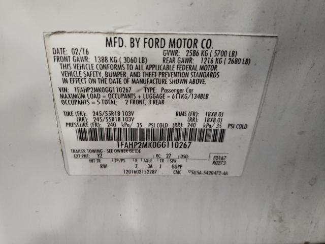 Photo 12 VIN: 1FAHP2MK0GG110267 - FORD TAURUS POL 