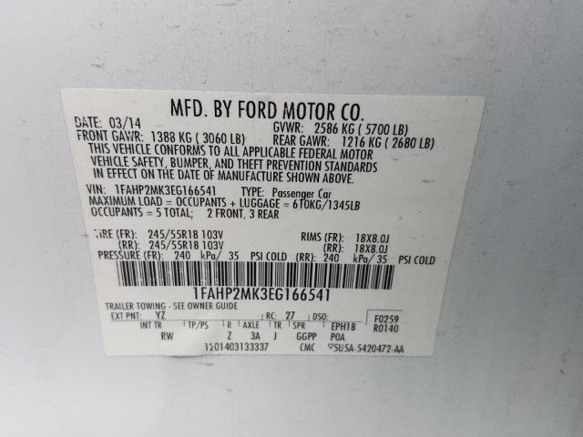 Photo 9 VIN: 1FAHP2MK3EG166541 - FORD TAURUS POL 