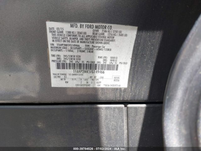 Photo 8 VIN: 1FAHP2MK5FG149466 - FORD TAURUS 