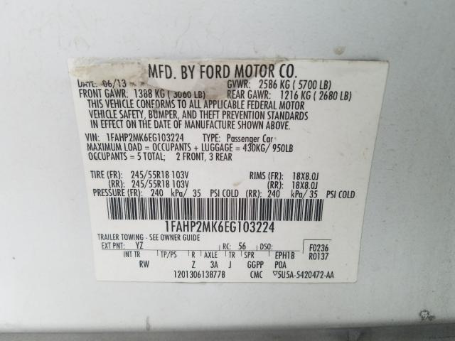 Photo 9 VIN: 1FAHP2MK6EG103224 - FORD TAURUS POL 