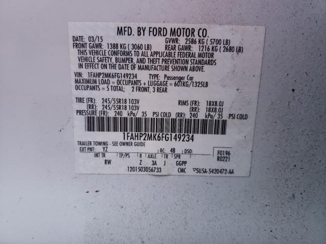 Photo 9 VIN: 1FAHP2MK6FG149234 - FORD TAURUS POL 