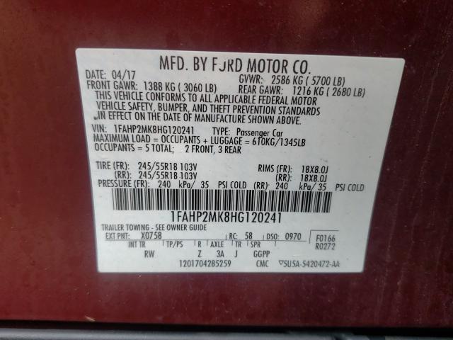 Photo 9 VIN: 1FAHP2MK8HG120241 - FORD TAURUS POL 