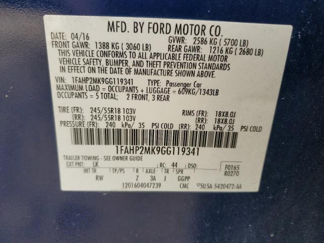 Photo 11 VIN: 1FAHP2MK9GG119341 - FORD TAURUS POL 