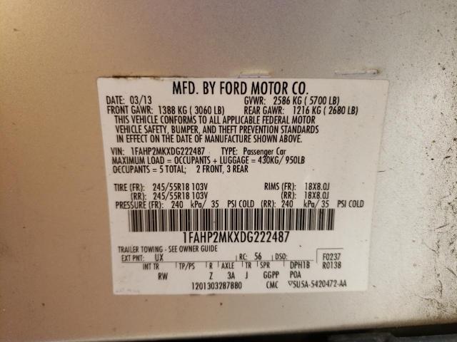 Photo 9 VIN: 1FAHP2MKXDG222487 - FORD TAURUS POL 