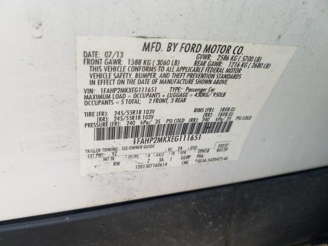 Photo 9 VIN: 1FAHP2MKXEG111651 - FORD TAURUS POL 