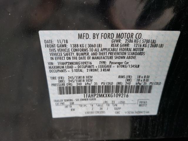 Photo 9 VIN: 1FAHP2MKXKG109216 - FORD TAURUS POL 